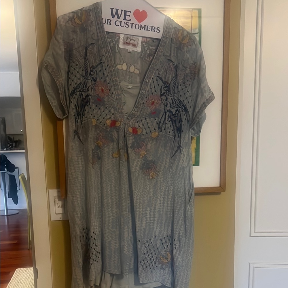 Johnny Was Blue Dress with Elegant Design Sz M  NWOT